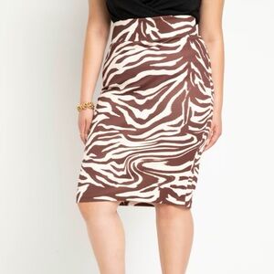 Eloquii Brown Zebra Pencil Skirt